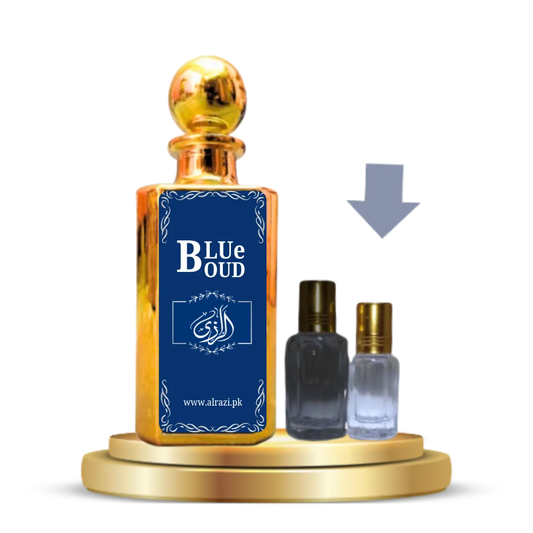 Blue Oud Attar Scent Notes – A blend of smoky agarwood, aquatic marine accords, and spicy saffron.