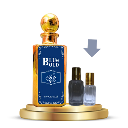Blue Oud Attar Scent Notes – A blend of smoky agarwood, aquatic marine accords, and spicy saffron.