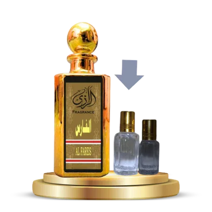Man applying Al Fares attar oil on wrist – long lasting Eternity for Men impression attar, alcohol-free perfume for prayer in Pakistan